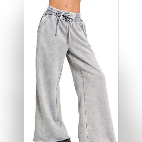 Zenana Outfitters Pants - 💥SOLD OUT💥Acid Washed Wide-Leg Pants Sleet